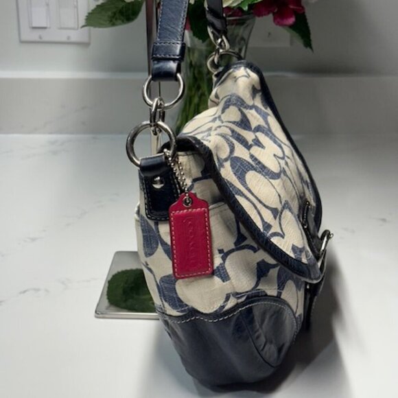 Coach #19623 Signature Legacy Canvas and Leather Messenger Bag Denim & Leather - Picture 2 of 12